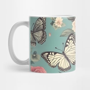 Watercolor floral butterfly shabby chic seamless pattern design Mug